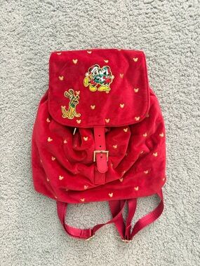 Stoney Clover Lane Red Plush Disney Character Backpack with Gold Accents